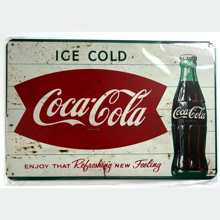 Coca-Cola Ice Cold Coca-Cola Vintage Novelty Metal Sign 12" x 8" Wall Art Home & Garden:Home Décor:Plaques & Signs Style Your Walls