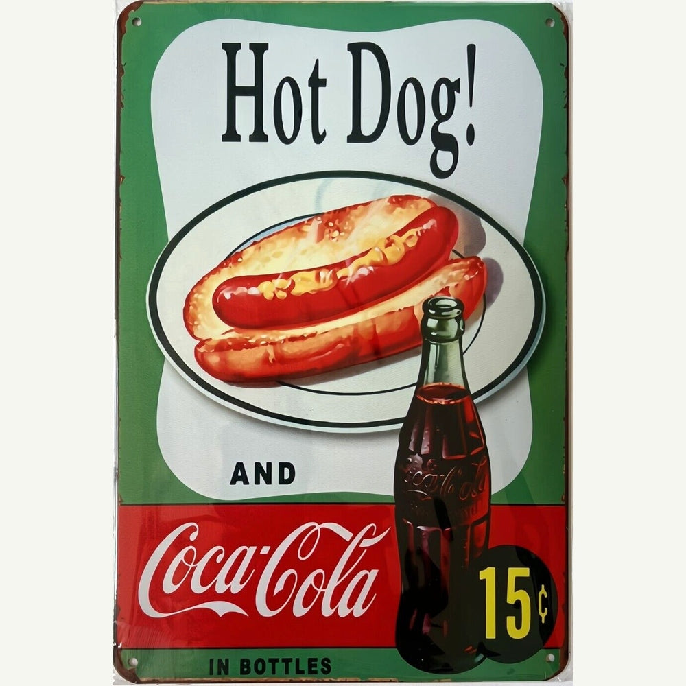 Coca-Cola and Hot Dog! 15 Cents Novelty Metal Sign 12" x 8" NEW! Home & Garden:Home Décor:Plaques & Signs Style Your Walls