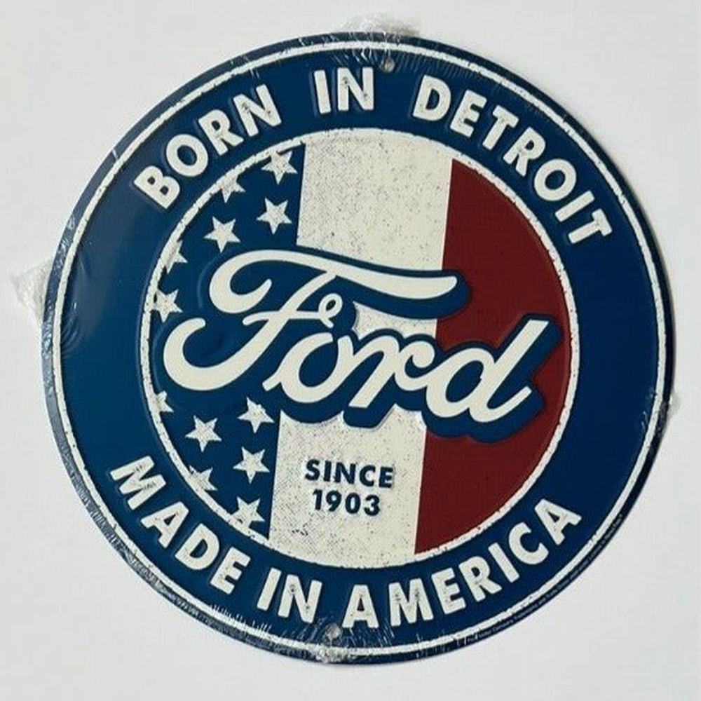 Ford Born In Detroit Since 1903 Licensed 12" Diameter Circular Sign NEW! Home & Garden:Home Décor:Plaques & Signs Style Your Walls