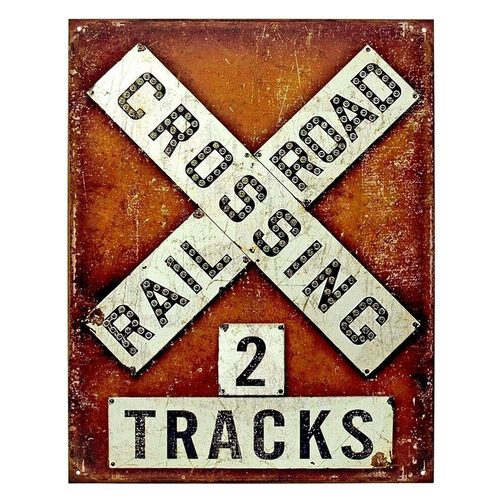 Railroad Crossing 2 Tracks Vintage Novelty Sign 16" x 12.5" Home & Garden:Home Décor:Plaques & Signs Style Your Walls