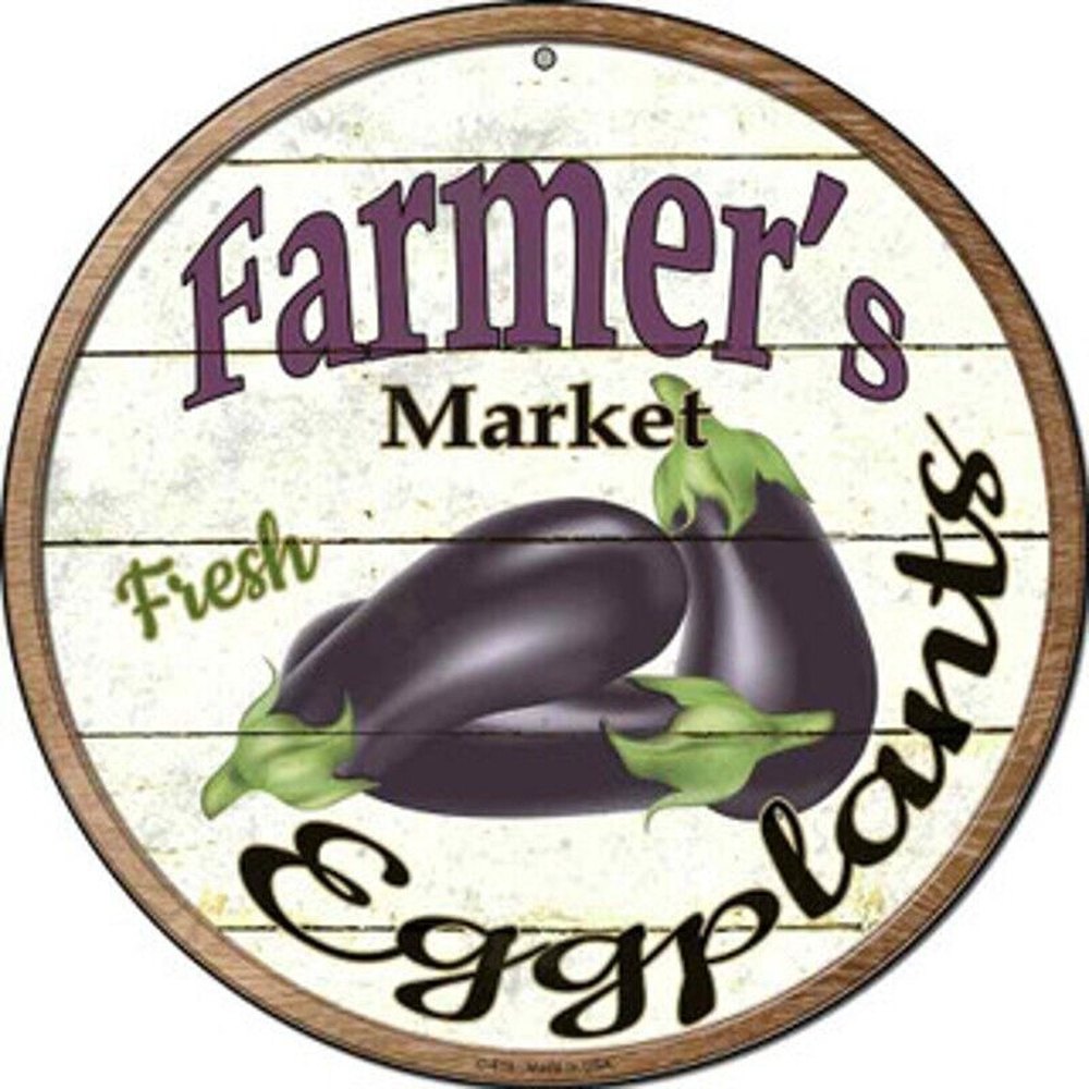 Farmer's Market Fresh Eggplants Novelty 8" Metal Circular Sign NEW! Home & Garden:Home Décor:Plaques & Signs Style Your Walls