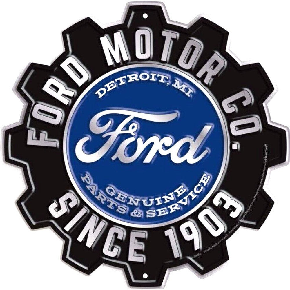 Ford Motor Co. Since 1903 Gear Die Cut Embossed Licensed Metal 12" Circular Sign Home & Garden:Home Décor:Plaques & Signs Style Your Walls