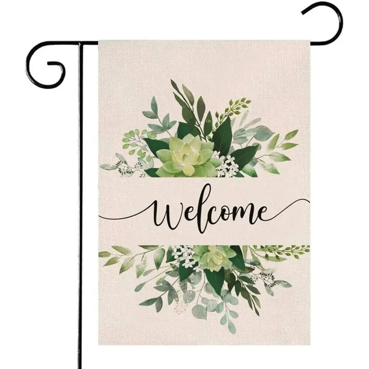 Beautiful Green Flowers Welcome Garden Flag Double Sided 12" x 18" NEW! Home & Garden:Yard, Garden & Outdoor Living:Décor:Flags Style Your Walls