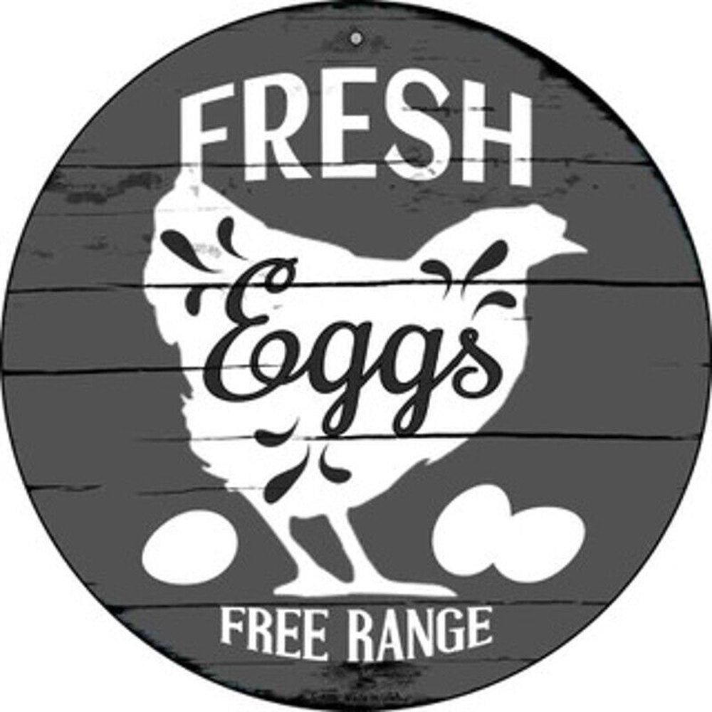 Farmer's Market Fresh Eggs Free Range Novelty 8" Metal Circular Sign NEW! Home & Garden:Home Décor:Plaques & Signs Style Your Walls
