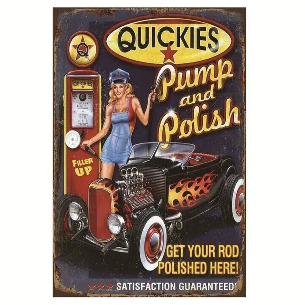Quickies Pump & Polish Filling Station Novelty Metal Sign 8" x 12" Home & Garden:Home Décor:Plaques & Signs Style Your Walls