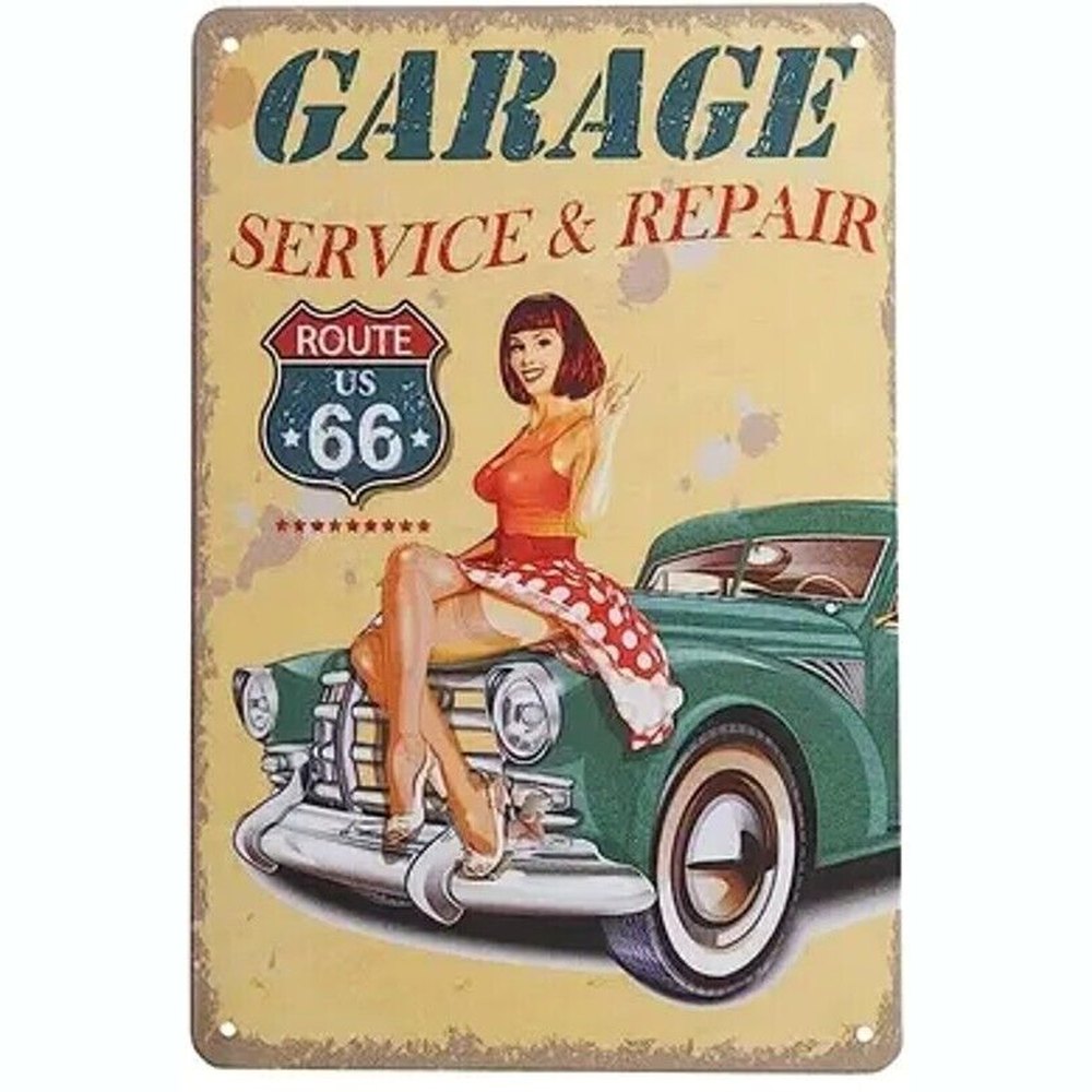 Route 66 Garage Service & Repair Vintage Novelty Metal Sign 12" x 8" Wall Art Home & Garden:Home Décor:Plaques & Signs Style Your Walls