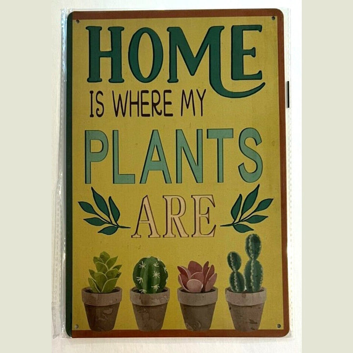 Home Is Where My Plants Are 8" x 12" Vintage Novelty Metal Sign Home & Garden:Home Décor:Plaques & Signs Style Your Walls