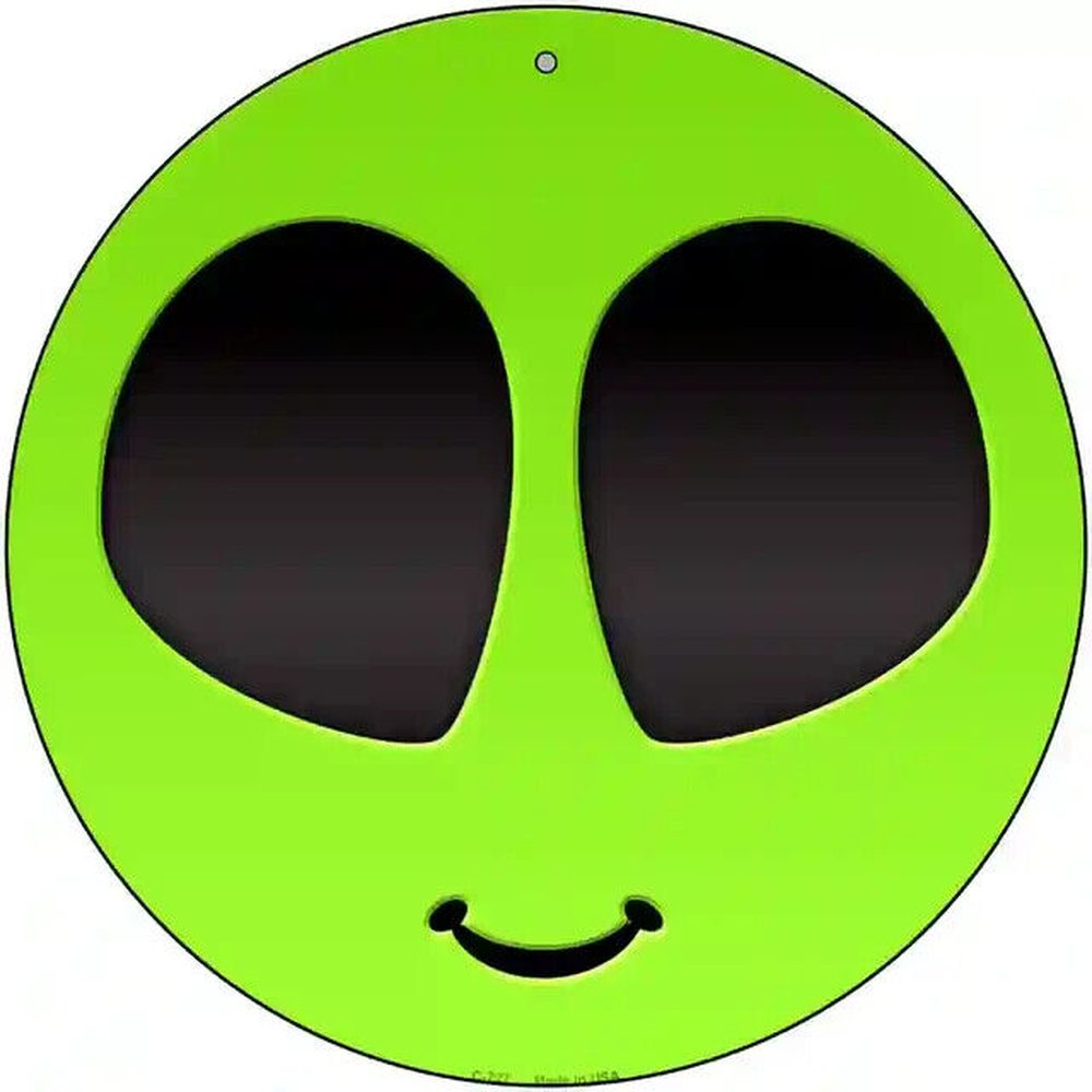 Neon Green Happy Alien Novelty 12" Metal Circular Sign NEW! Home & Garden:Home Décor:Plaques & Signs Style Your Walls