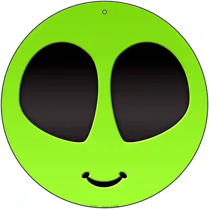 Neon Green Happy Alien Novelty 12" Metal Circular Sign NEW! Home & Garden:Home Décor:Plaques & Signs Style Your Walls