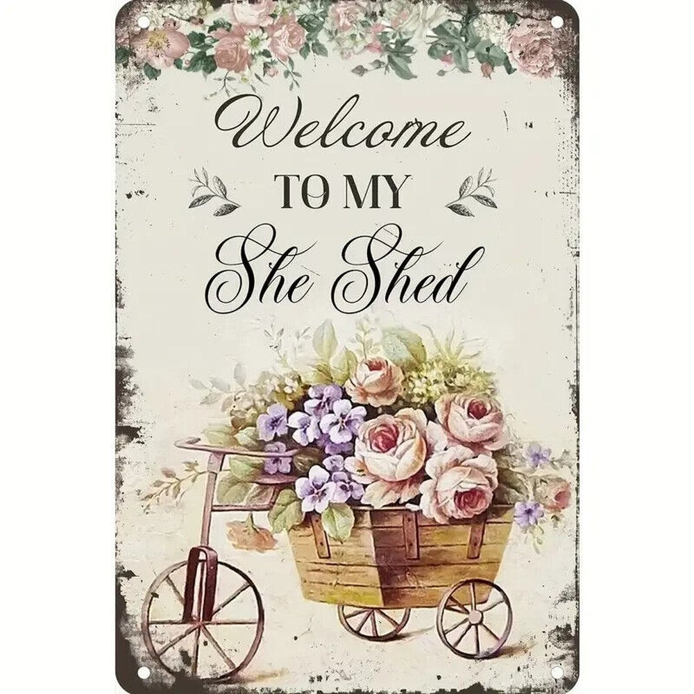 Welcome To My She Shed Vintage Novelty Metal Sign 12" x 8" Wall Art Home & Garden:Home Décor:Plaques & Signs Style Your Walls