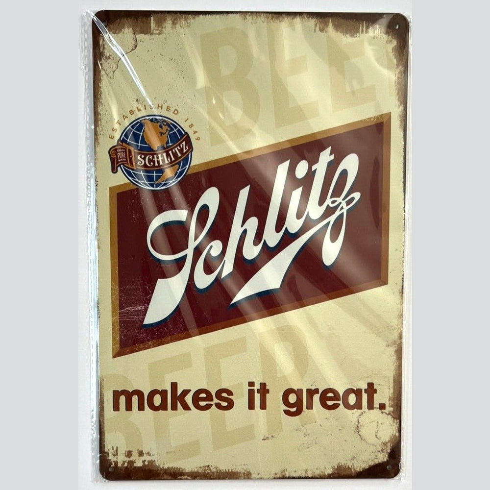 Schlitz Beer Makes It Great Vintage Novelty Metal Sign 8" x 12" Home & Garden:Home Décor:Plaques & Signs Style Your Walls