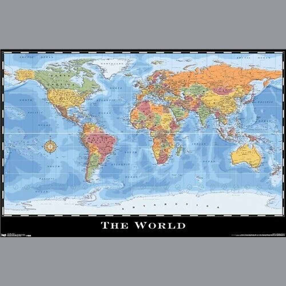 World Map Poster 22.375" x 34" NEW! Home & Garden:Home Décor:Posters & Prints Style Your Walls