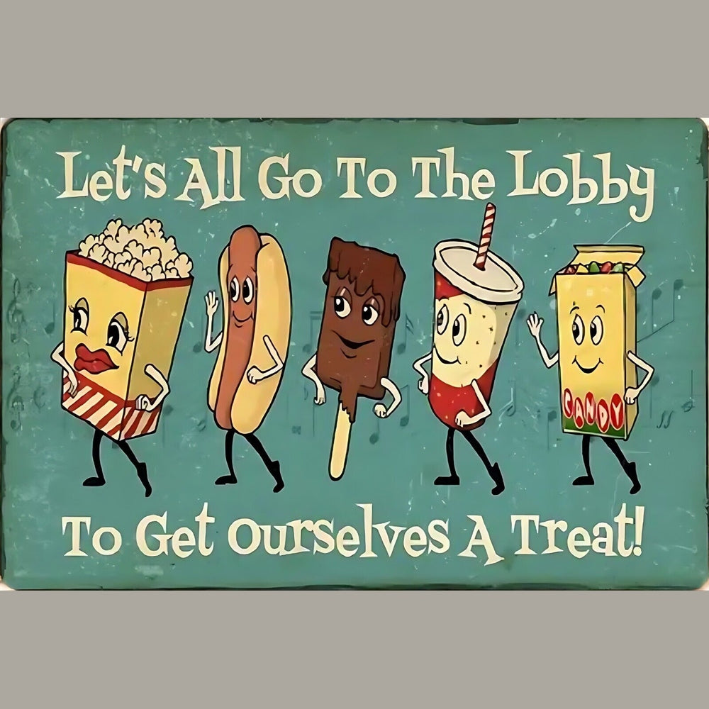 Movie Theater Let's All Go To The Lobby Novelty Metal Sign 12 x 8 Wall Art Home & Garden:Home Décor:Plaques & Signs Style Your Walls