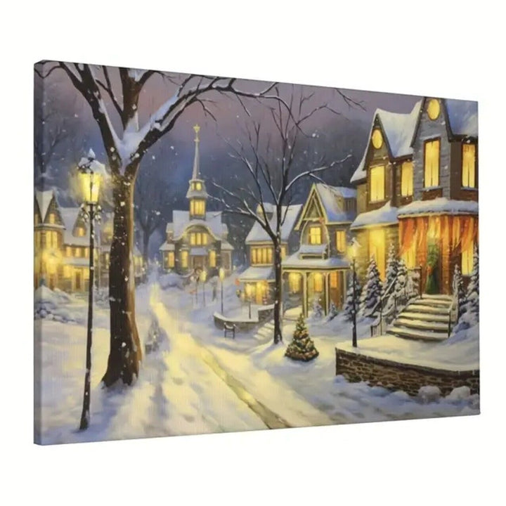 Lighted Church Scenic Winter Canvas Print Framed 16" x 24" Wall Art Home & Garden:Home Décor:Posters & Prints Style Your Walls