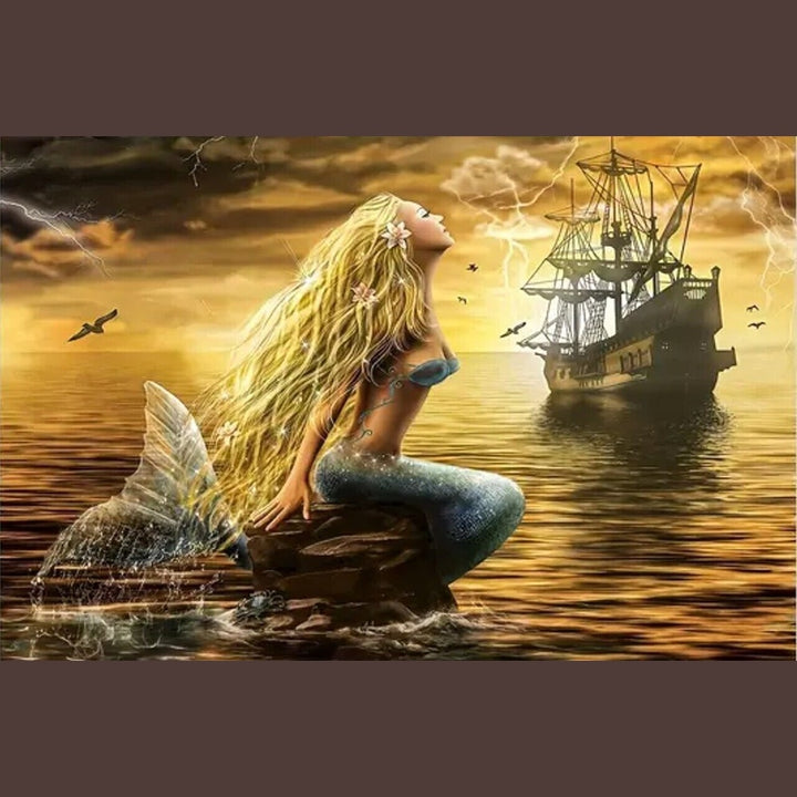 Modern Art Vibrant Stunning Scenic Mermaid Canvas Print 11.8" x 15.7" Home & Garden:Home Décor:Posters & Prints Style Your Walls