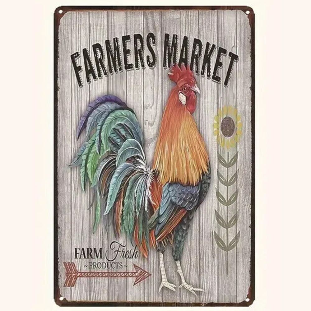 Farmer's Market Farm Fresh Products Vintage Novelty Metal Sign 12" x 8" Home & Garden:Home Décor:Plaques & Signs Style Your Walls