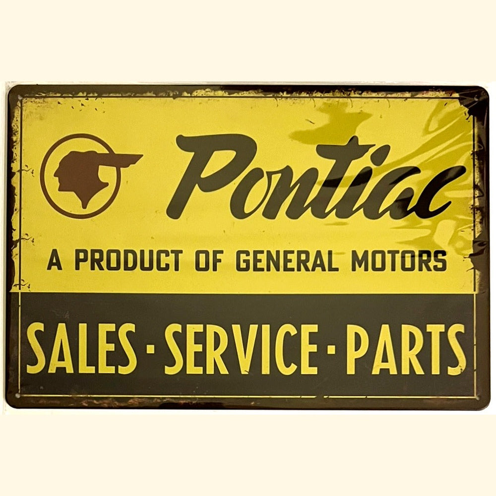Pontiac Sales Service Parts General Motors Novelty Metal Sign 12" x 8" Wall Art Home & Garden:Home Décor:Plaques & Signs Style Your Walls