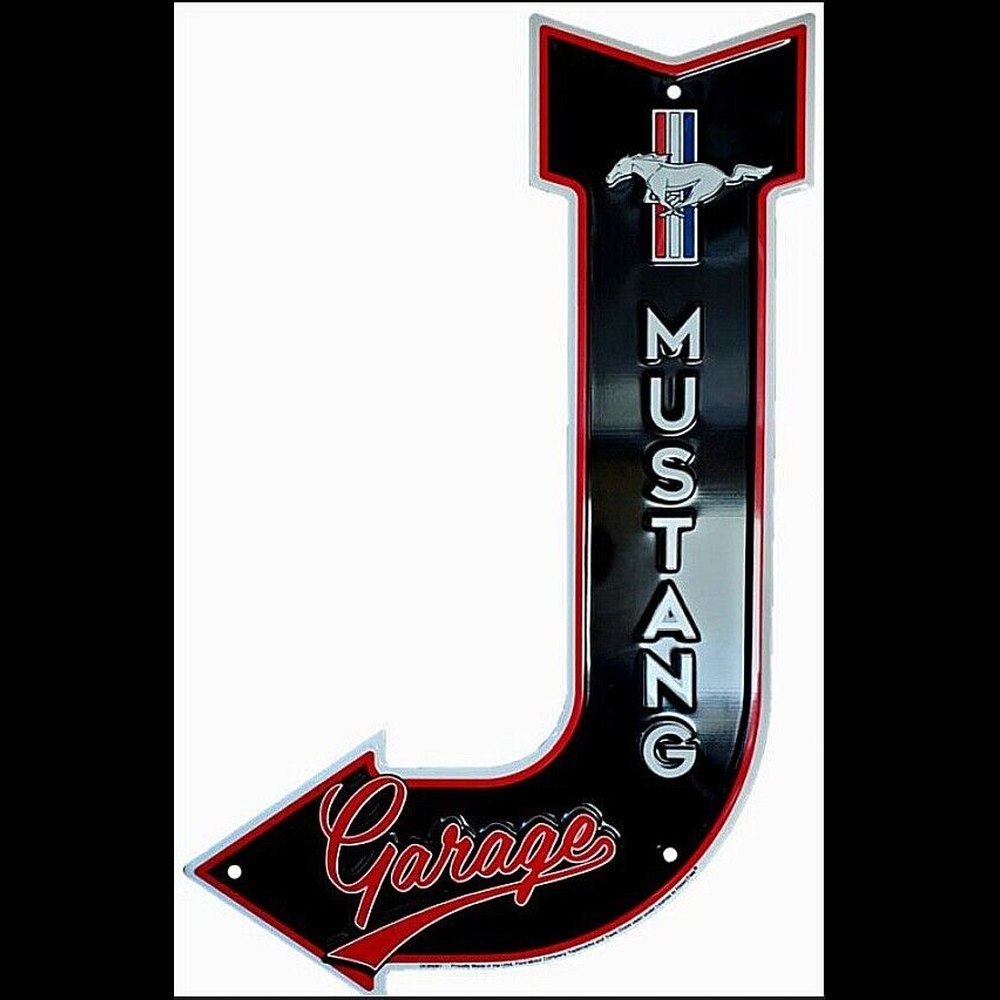 Mustang Garage Bent Arrow Die Cut Embossed Licensed Metal 11.5" x 17.5" Sign Home & Garden:Home Décor:Plaques & Signs Style Your Walls