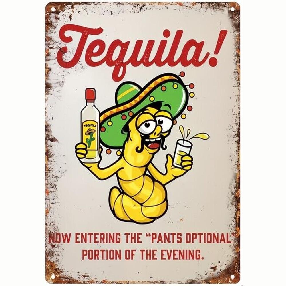 Tequila Worm "Pants Optional" Novelty Metal Sign 8" x 12" Wall Art Home & Garden:Home Décor:Plaques & Signs Style Your Walls