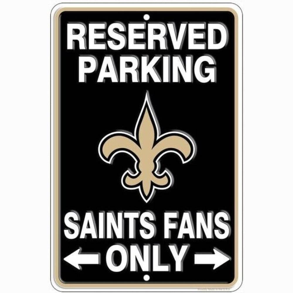 Reserved Parking Saints Fans Only Embossed Metal Licensed Parking Sign 8" x 12" Home & Garden:Home Décor:Plaques & Signs Style Your Walls