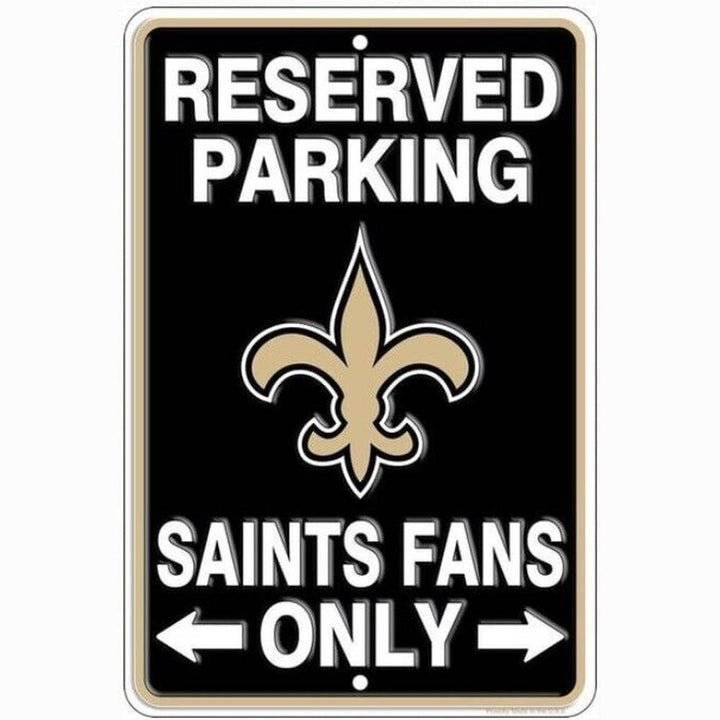 Reserved Parking Saints Fans Only Embossed Metal Licensed Parking Sign 8" x 12" Home & Garden:Home Décor:Plaques & Signs Style Your Walls