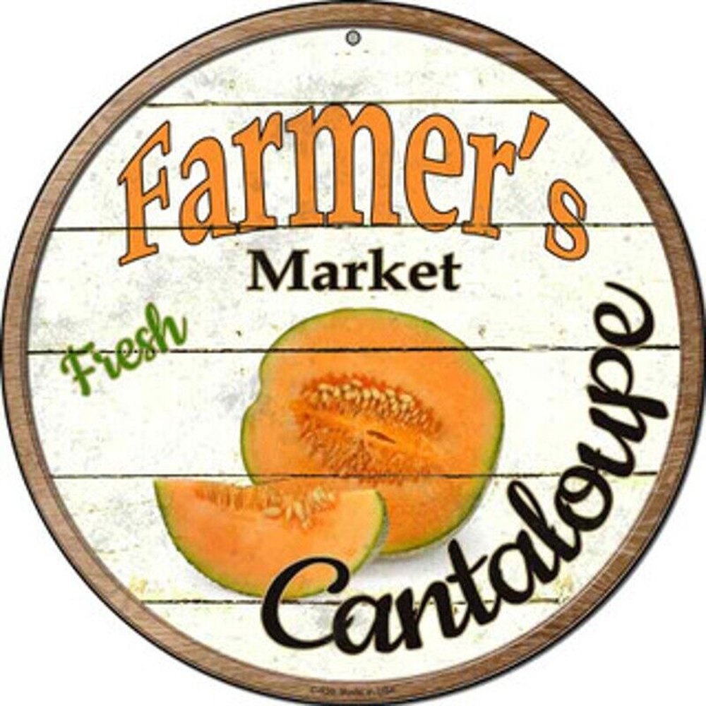 Farmer's Market Fresh Cantaloupe Novelty 8" Metal Circular Sign NEW! Home & Garden:Home Décor:Plaques & Signs Style Your Walls
