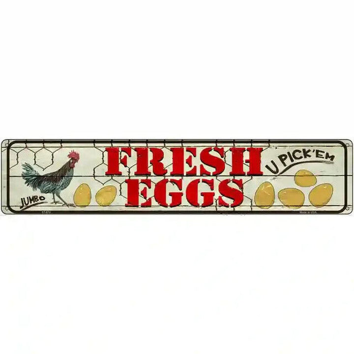 Fresh Eggs Novelty Metal Street Sign 18" x 4" New! Home & Garden:Home Décor:Plaques & Signs Style Your Walls
