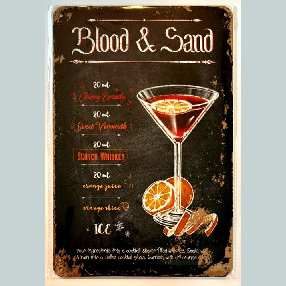 Blood & Sand Cocktail and Drink Mix Recipe Collection 12" x 8" Wall Art Home & Garden:Home Décor:Plaques & Signs Style Your Walls