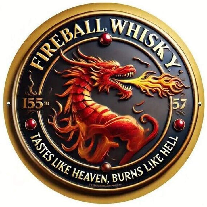 Fireball Whisky "Tastes Like Heaven Burns Like Hell" Round 8" Metal Sign NEW! Home & Garden:Home Décor:Plaques & Signs Style Your Walls
