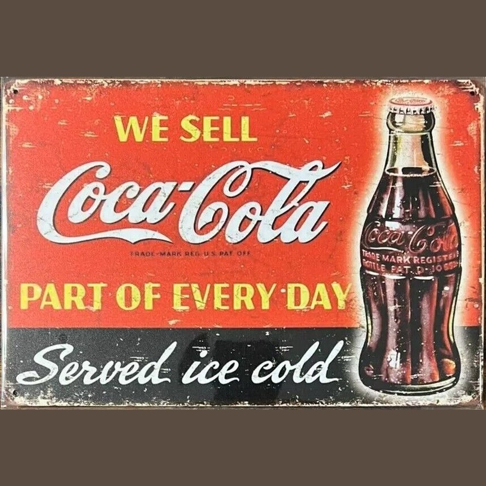 Coca-Cola Vintage Novelty Metal Sign 12" x 8" Wall Art We Sell Coca-Cola Home & Garden:Home Décor:Plaques & Signs Style Your Walls
