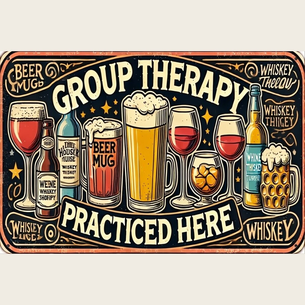 Group Therapy Practiced Here Vintage Novelty Metal Sign 8" x 12" New! Home & Garden:Home Décor:Plaques & Signs Style Your Walls