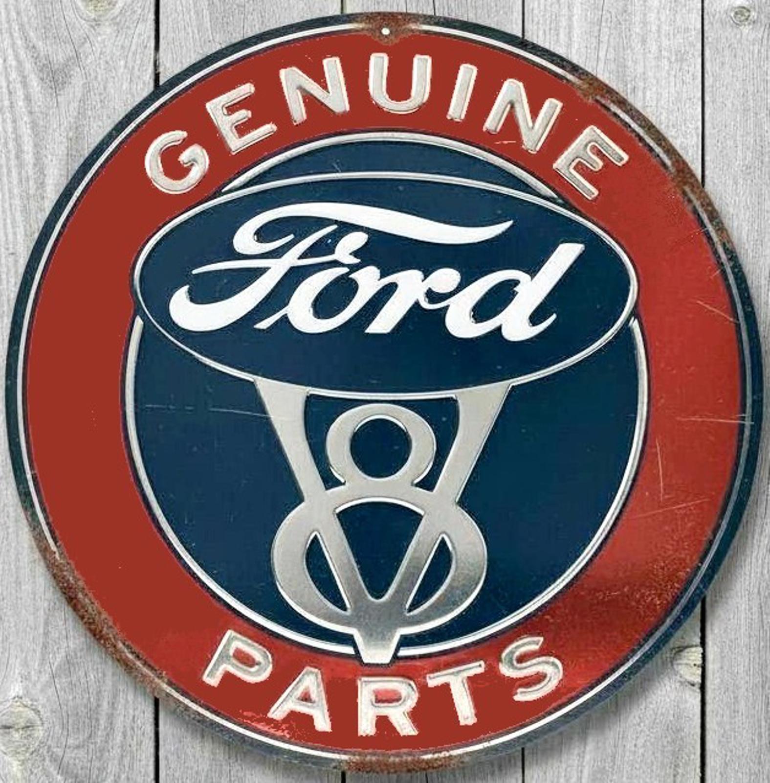 Ford Genuine Parts 8" Diameter Vintage Novelty Metal Sign Made In USA
