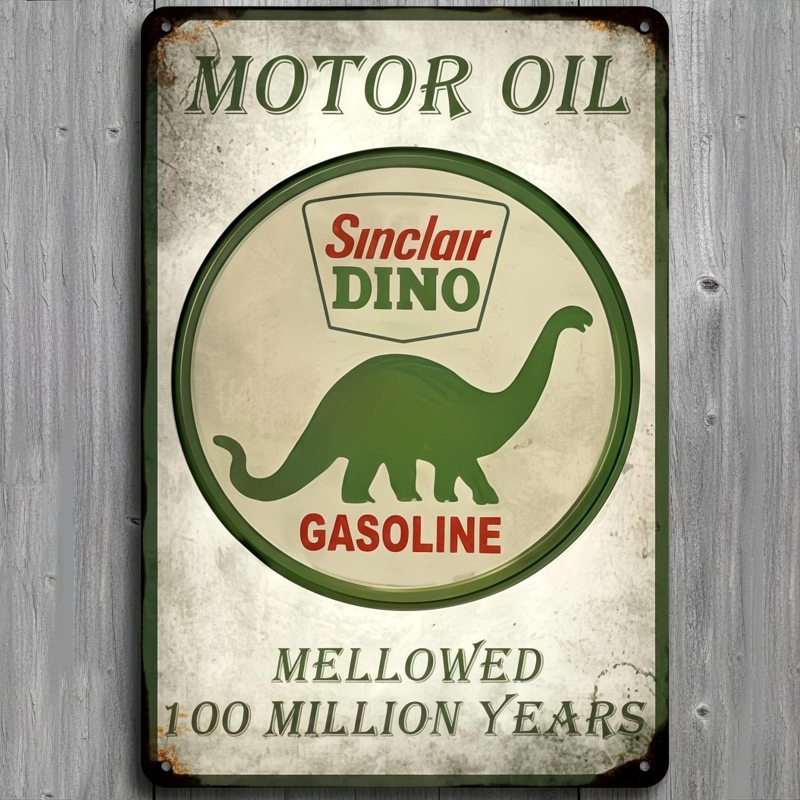 Sinclair Dino Gasoline & Oil 8 x 12 Vintage Novelty Metal Sign Made In USA NEW!
