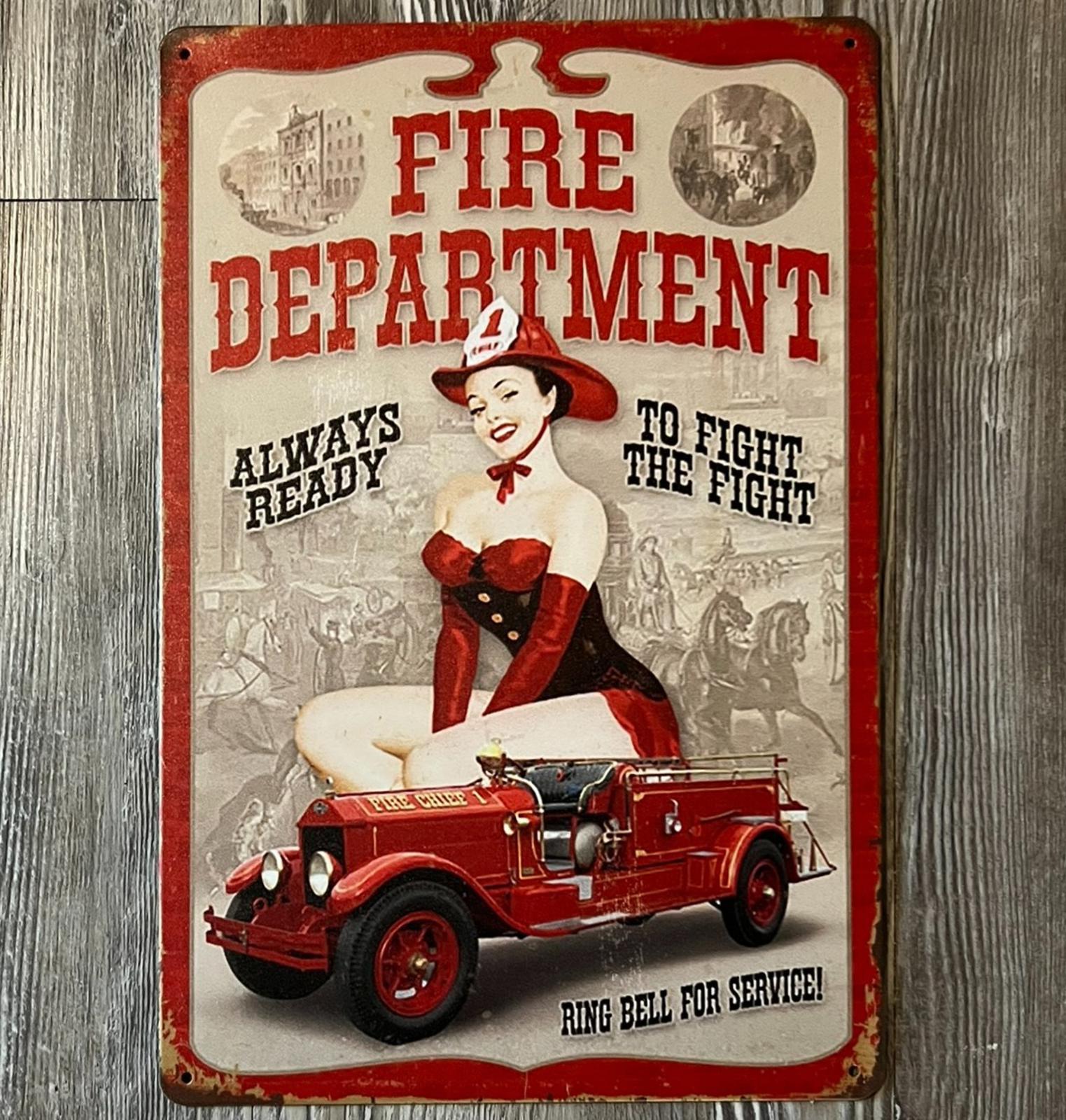 Fire Department Always Ready To Fight 8 x 12 Vintage Novelty Metal Sign New!