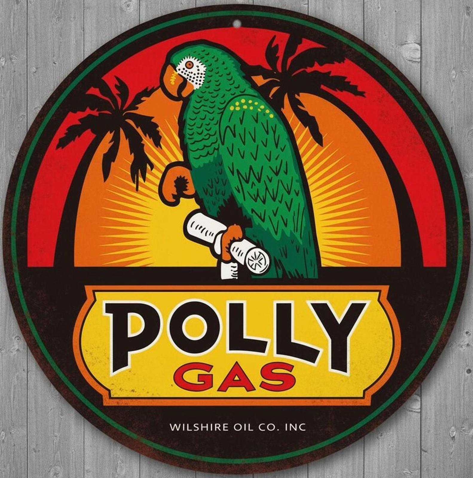 Polly Gas 12" Diameter Vintage Novelty Metal Sign Made In USA