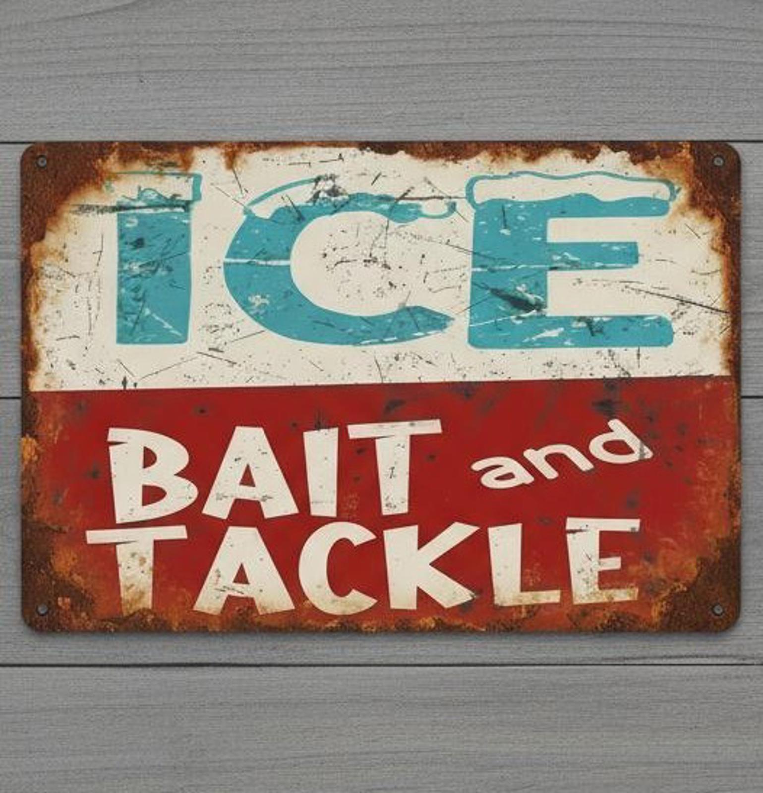 Ice Bait And Tackle 8 x 12 Vintage Novelty Metal Sign New!