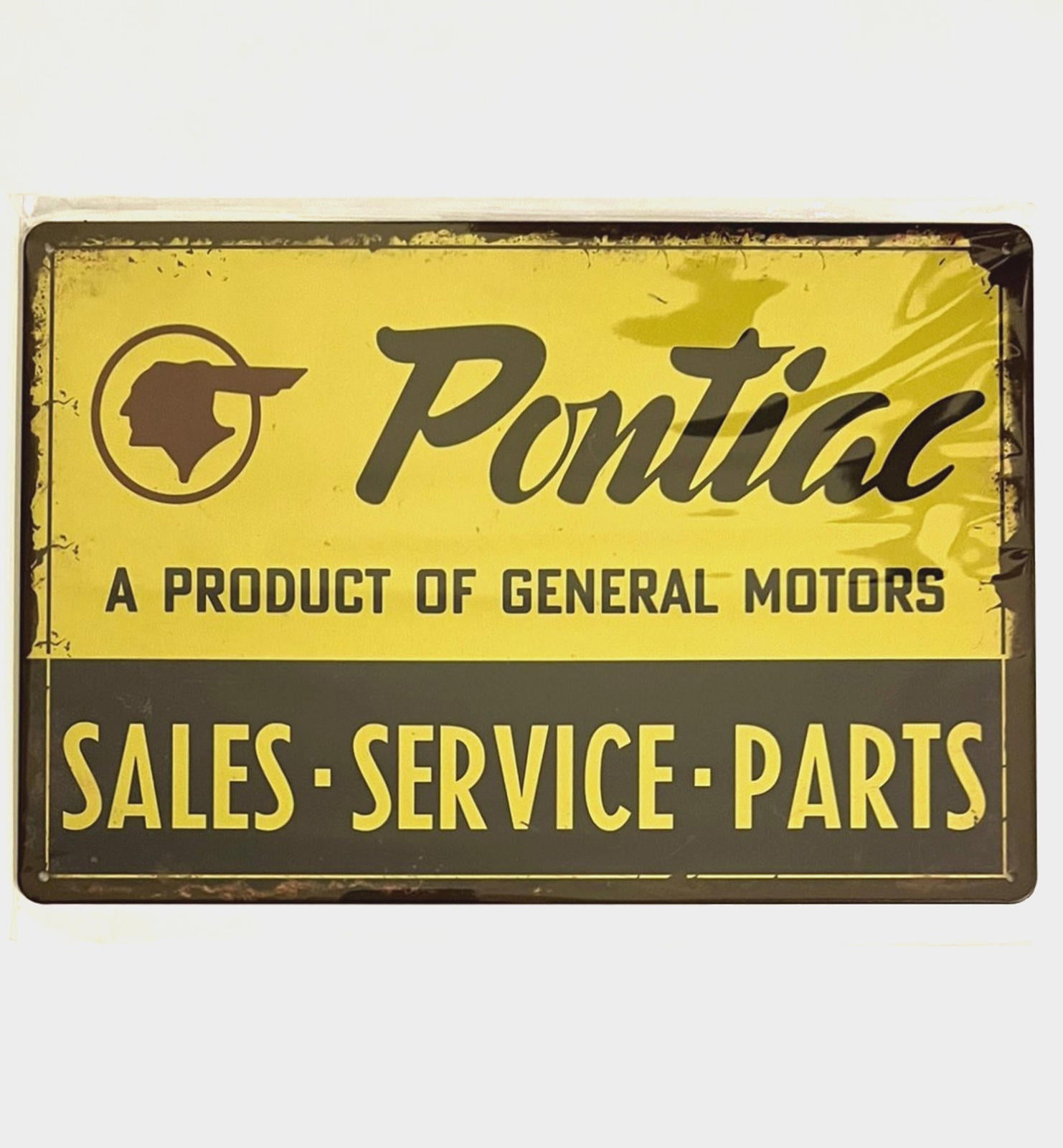 Pontiac Sales,  Service, & Parts 8 x 12 Novelty Metal Sign New Shrink-wrapped