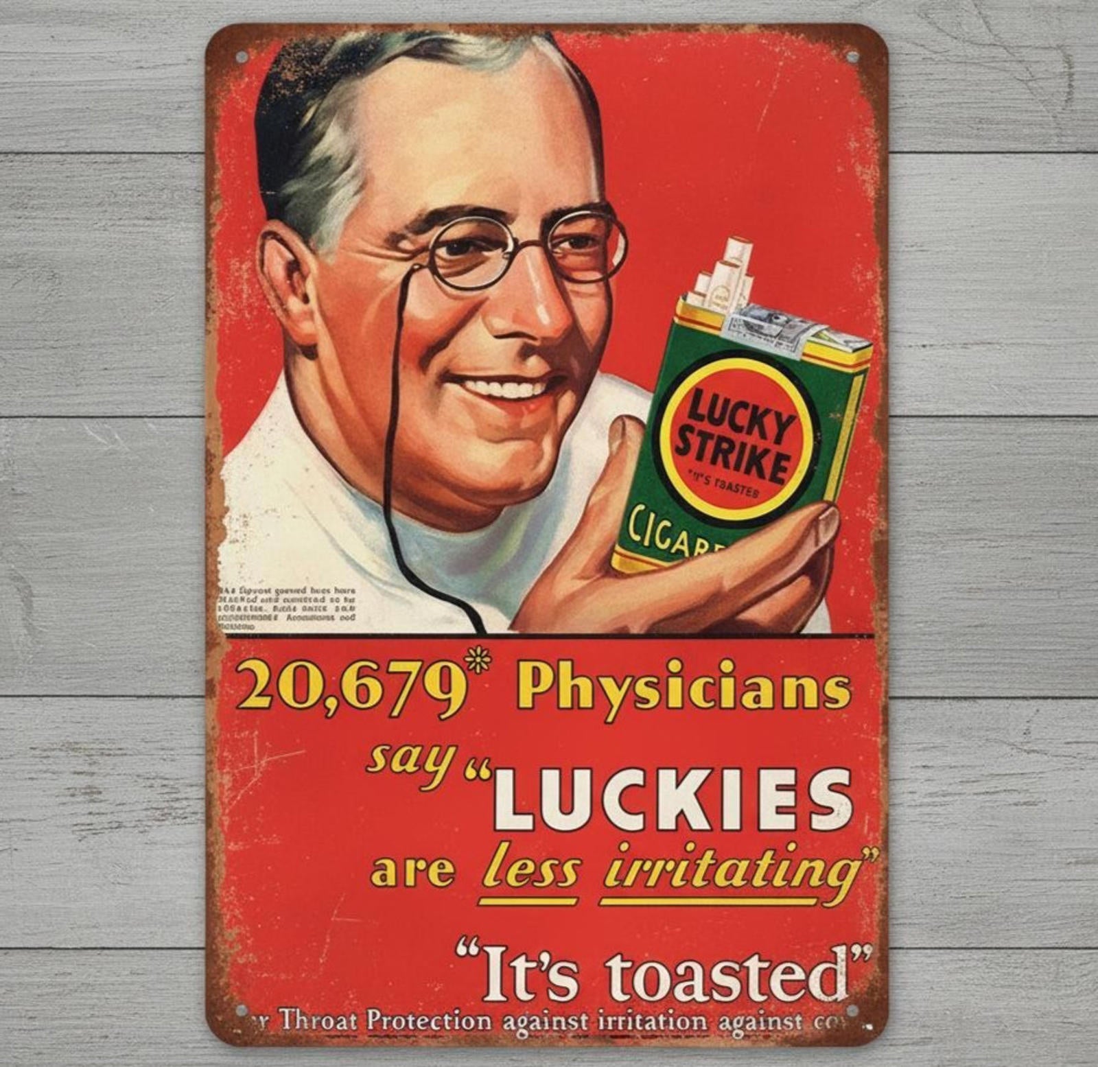 Lucky Strike Cigarettes 8 x 12 Vintage Novelty Metal Sign Made In USA New!