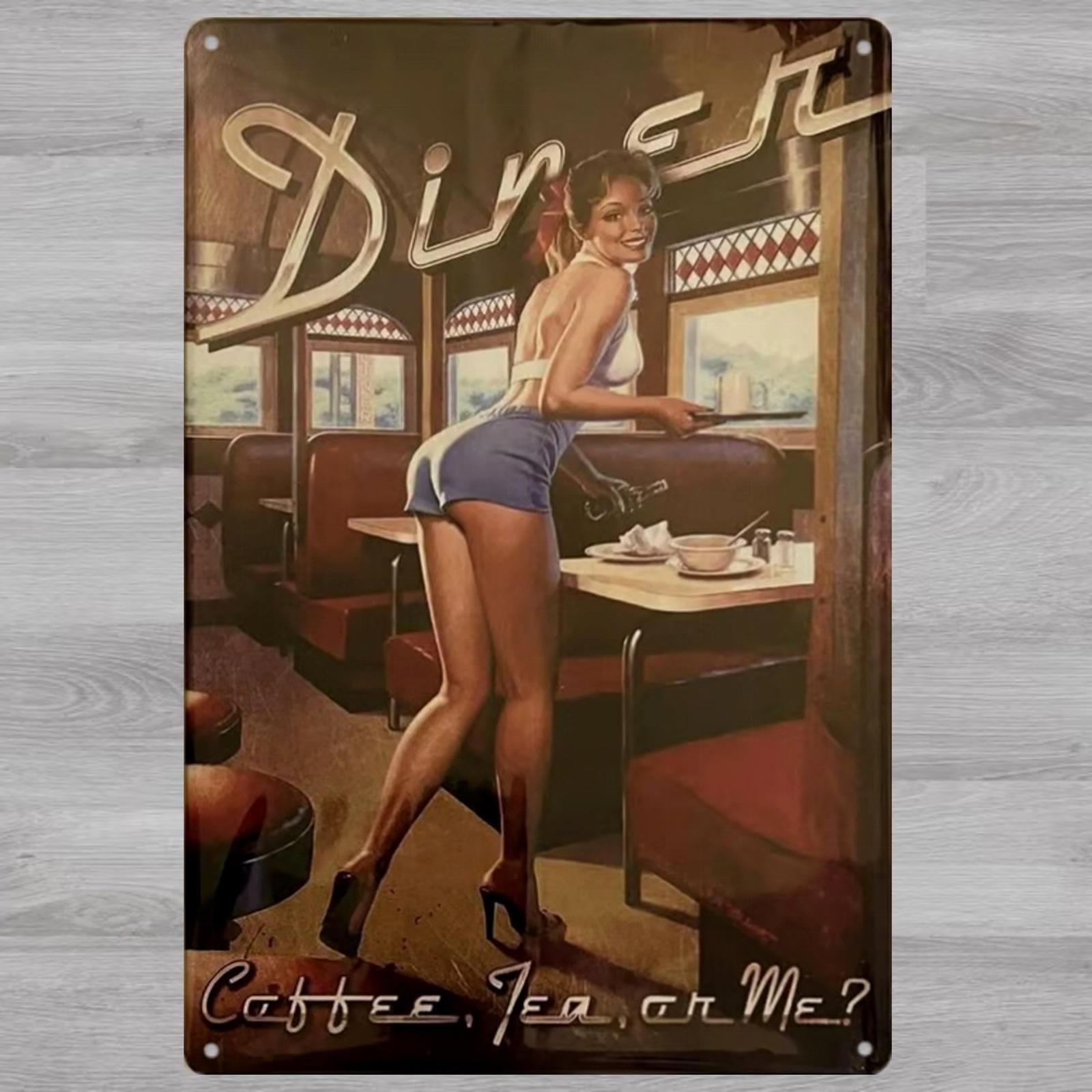 Diner Coffee, Tea, Or Me 8 x 12 Vintage Novelty Metal Sign New Shrink-wrapped