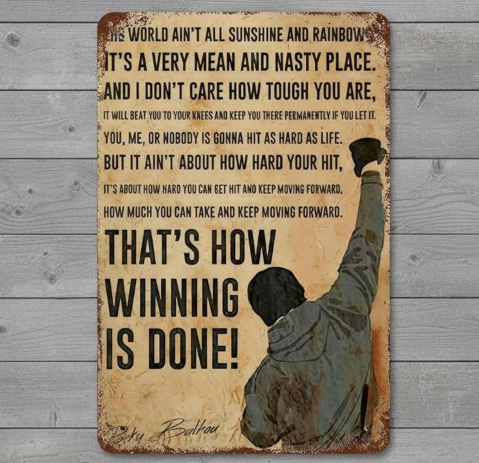 Rocky That's How Winning Is Done 8 x 12 Vintage Novelty Metal Sign Made In USA