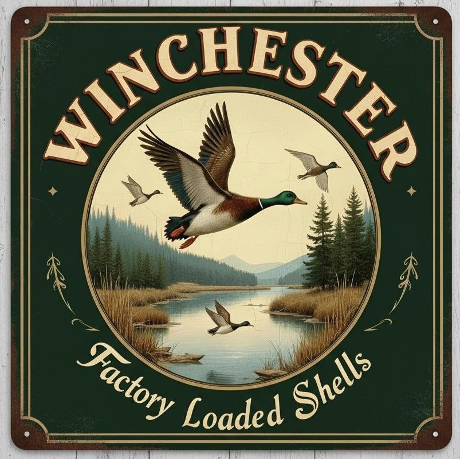 Winchester Factory Loaded Shells 12 x 12 Square Novelty Metal Sign Made In USA