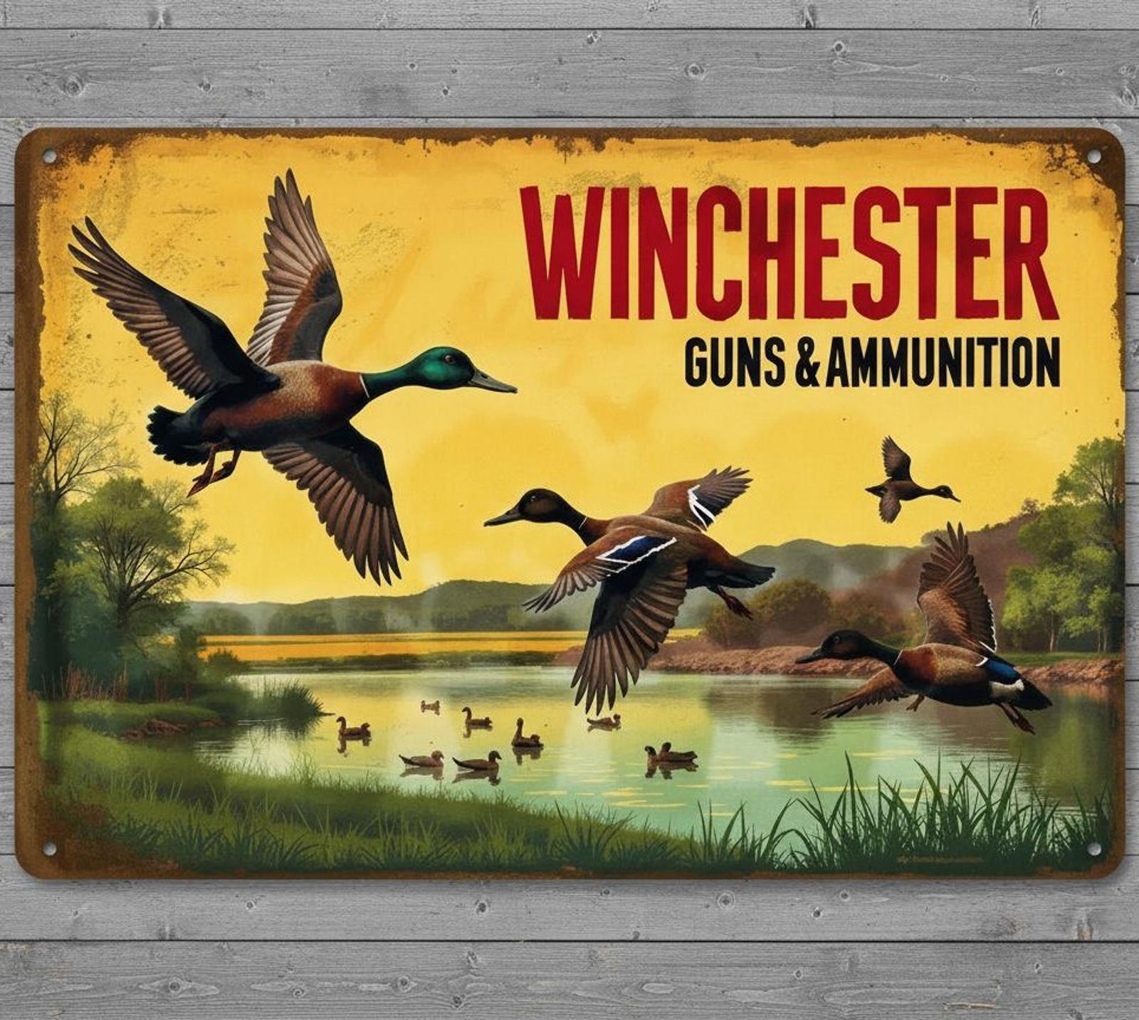 Winchester Guns & Ammunition 8 x 12 Vintage Novelty Metal Sign Made In USA New!