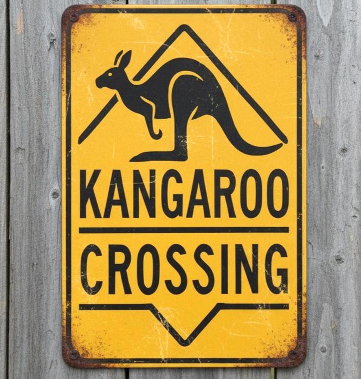 Kangaroo Crossing 8 x 12 Vintage Novelty Metal Sign Made In USA