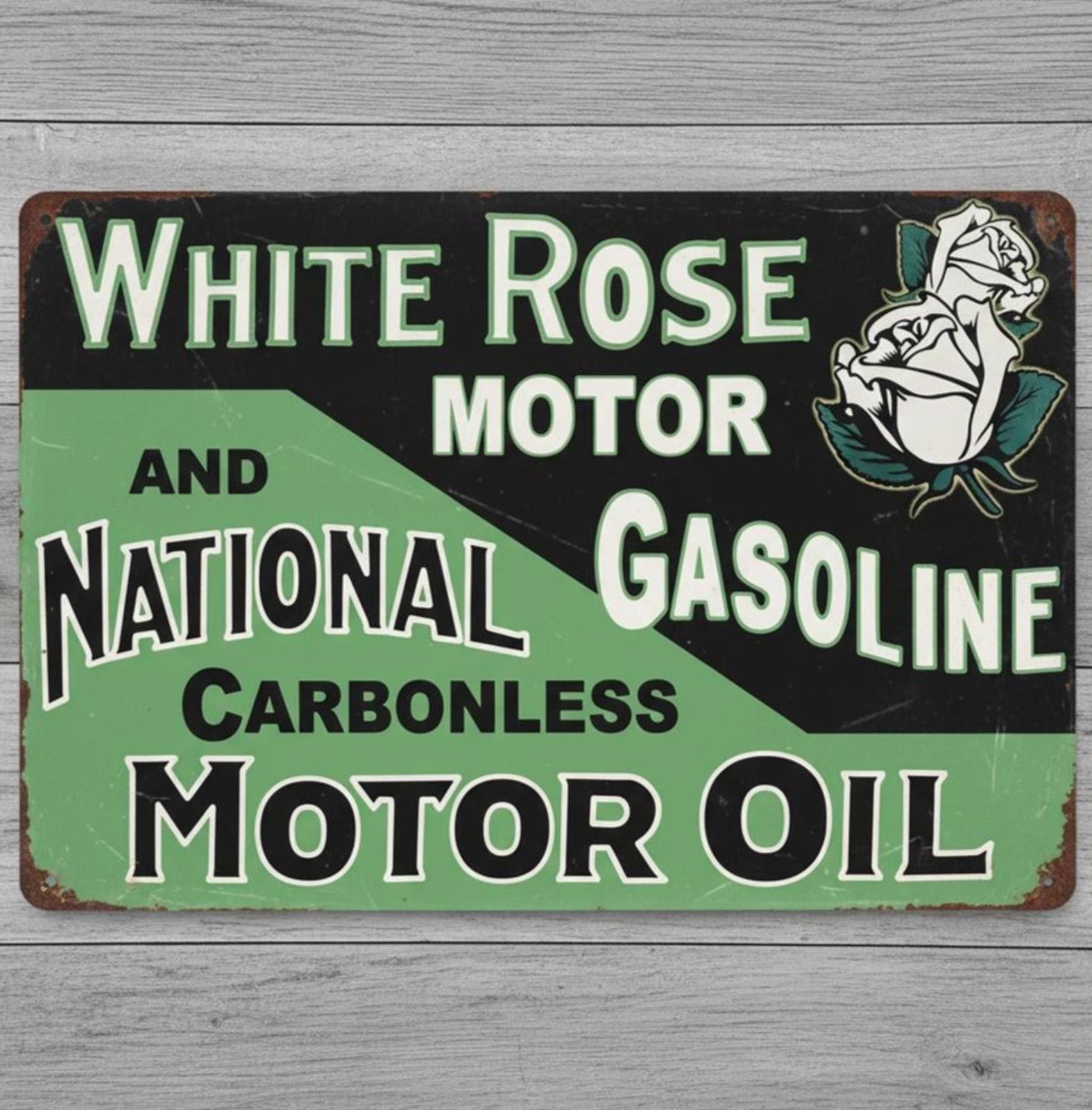 White Rose Motor Gasoline 8 x 12 Vintage Novelty Metal Sign Made In USA New!
