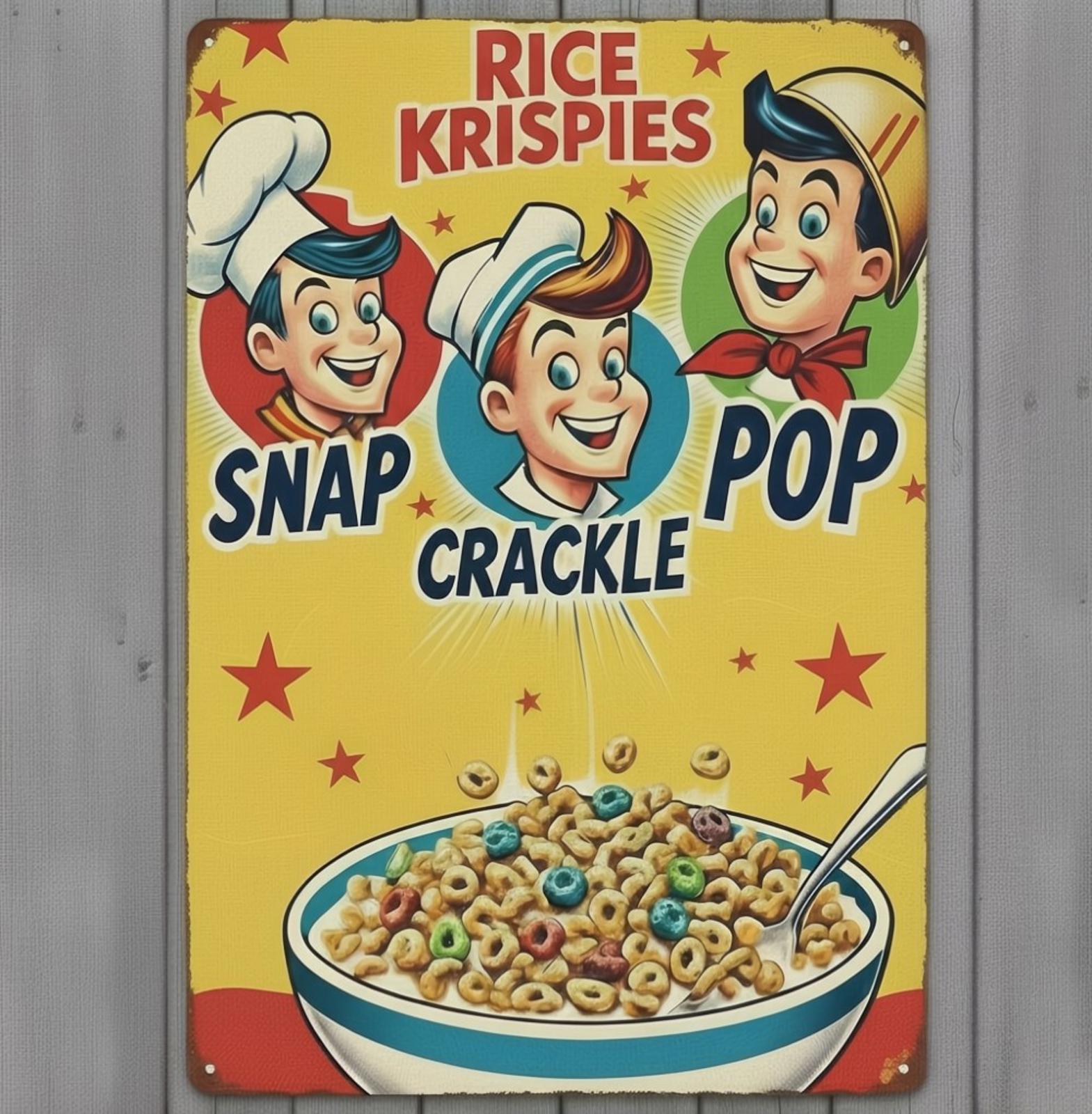 Rice Krispies Cereal Snap Crackle Pop 8 x 12 Vintage Novelty Metal Sign New!