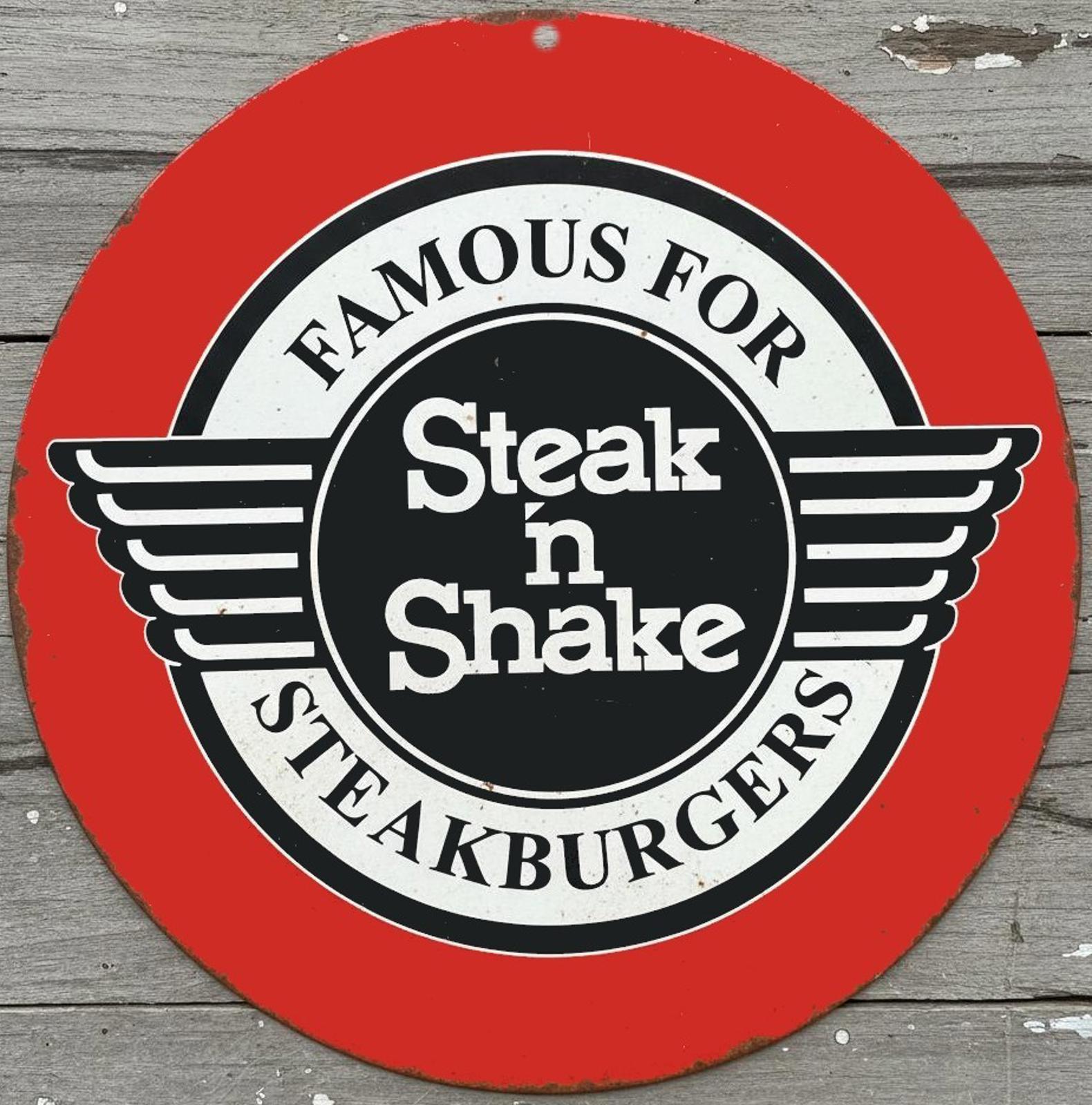 Steak N Shake Steakburgers 8" Diameter Novelty Metal Sign Made In USA New!