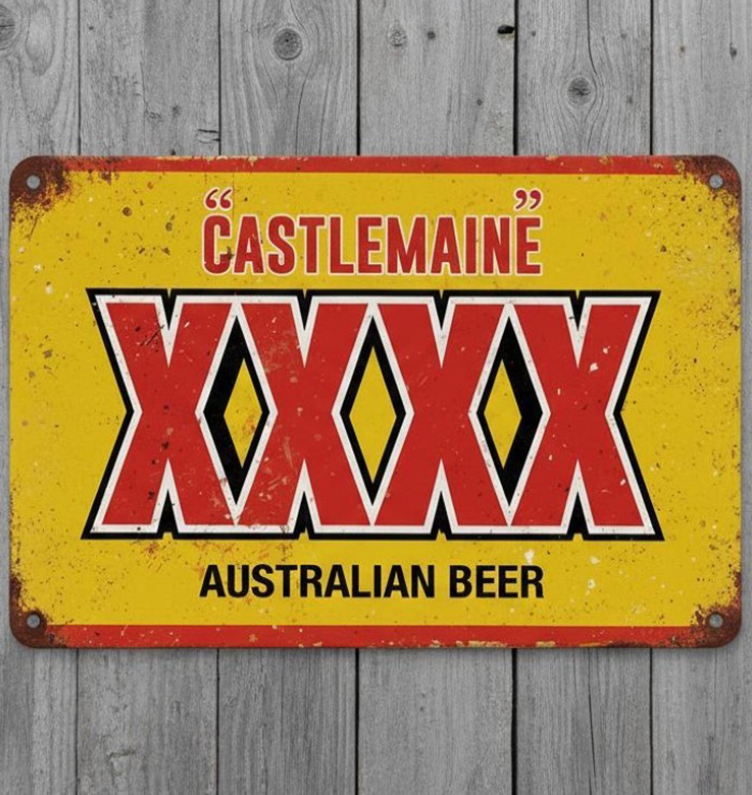 Castlemaine XXXX Austrailian Beer 8 x 12 Vintage Novelty Metal Sign Made In USA