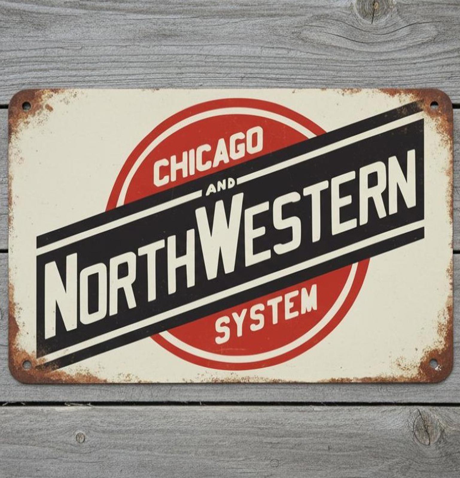 Chicago And NorthWestern System 8 x 12 Vintage Novelty Metal Sign Made In USA