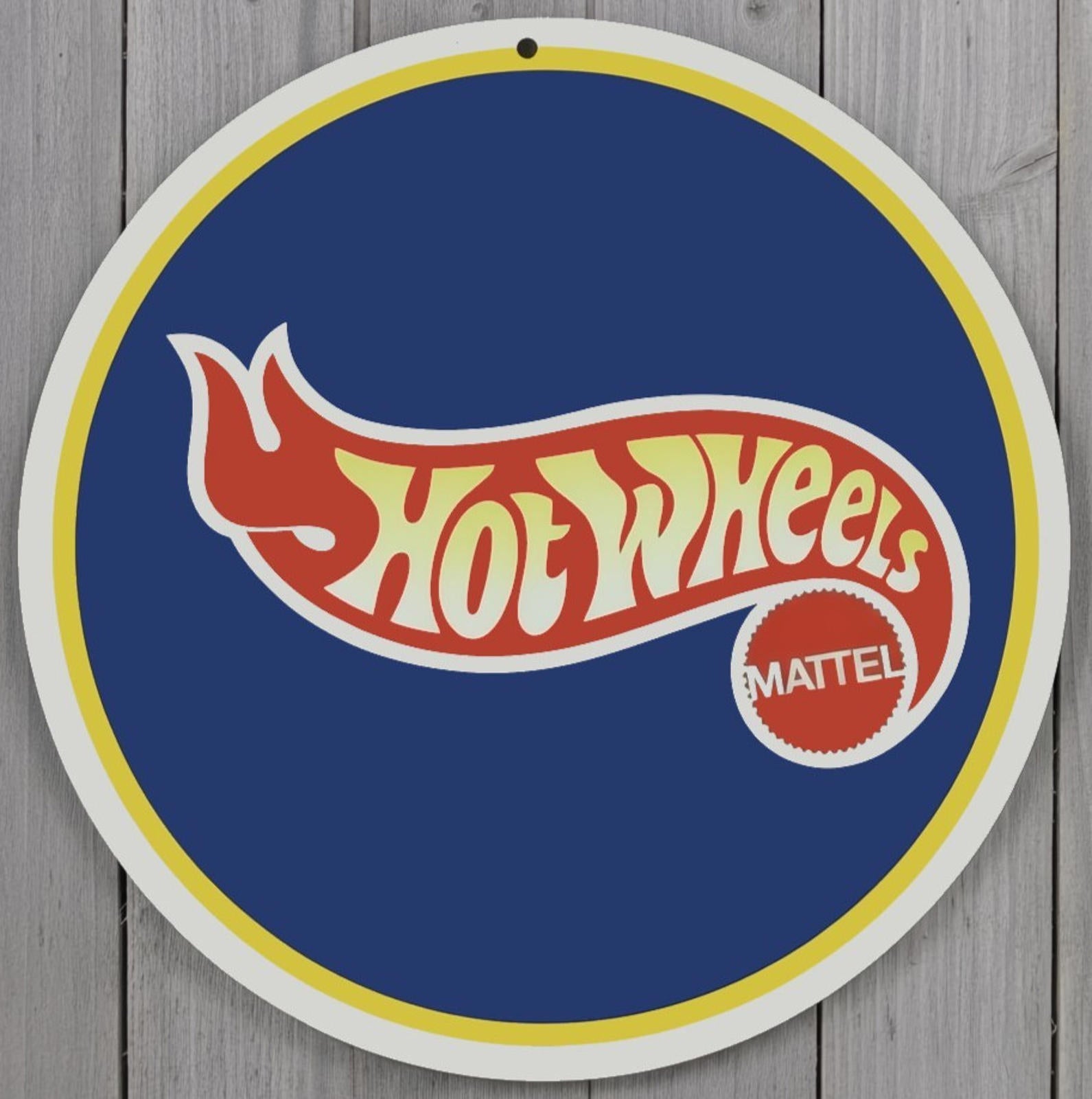 Hot Wheels Mattel 12" Diameter Novelty Metal Sign Made In USA New!