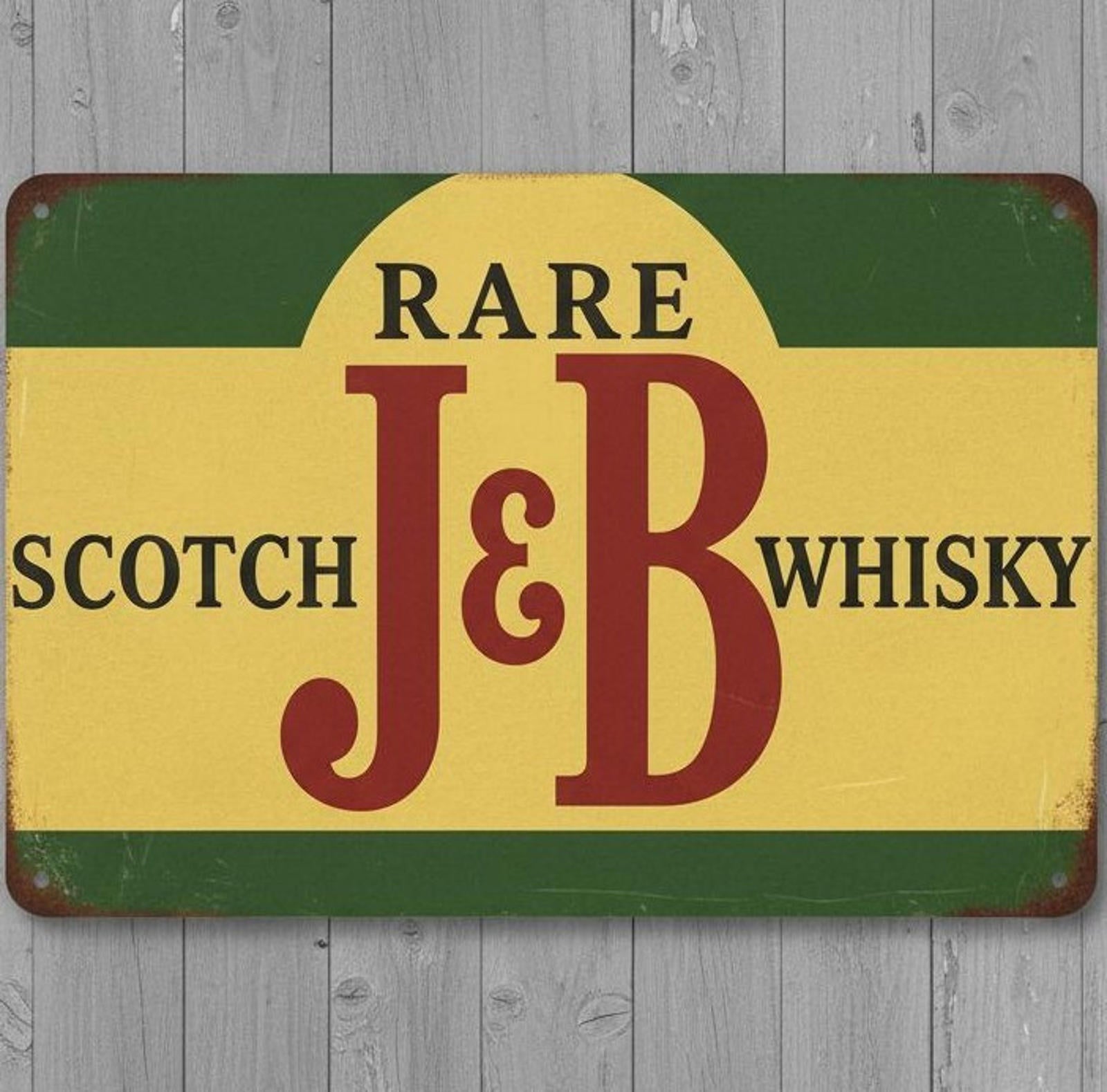 Rare J & B Scotch Whisky 8 x 12 Vintage Novelty Metal Sign New!